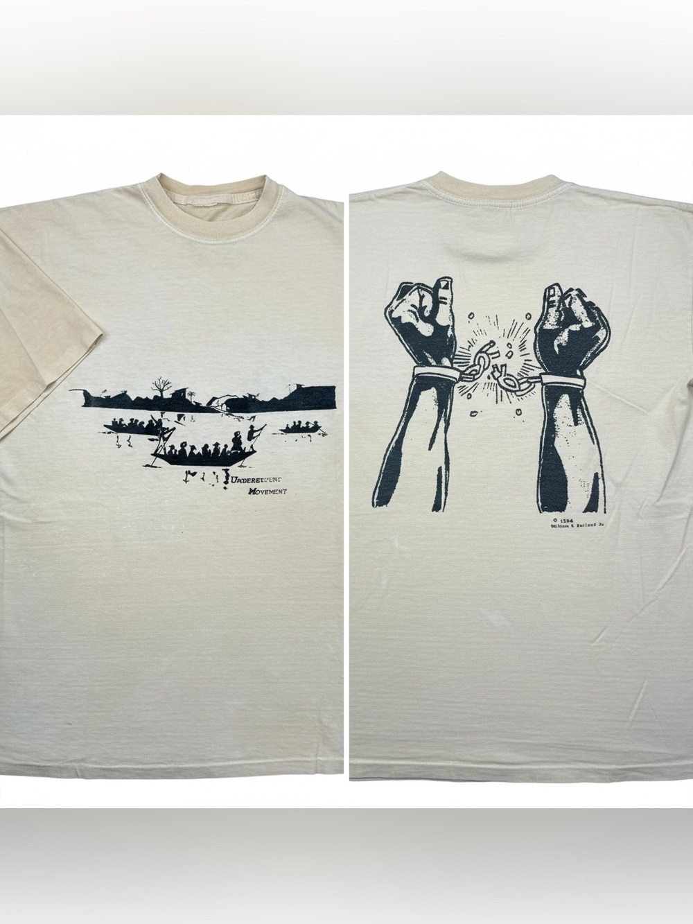 VTG 1996 Underground Movement Railroad Free From Slavery Shackles 90s t-shirt XL